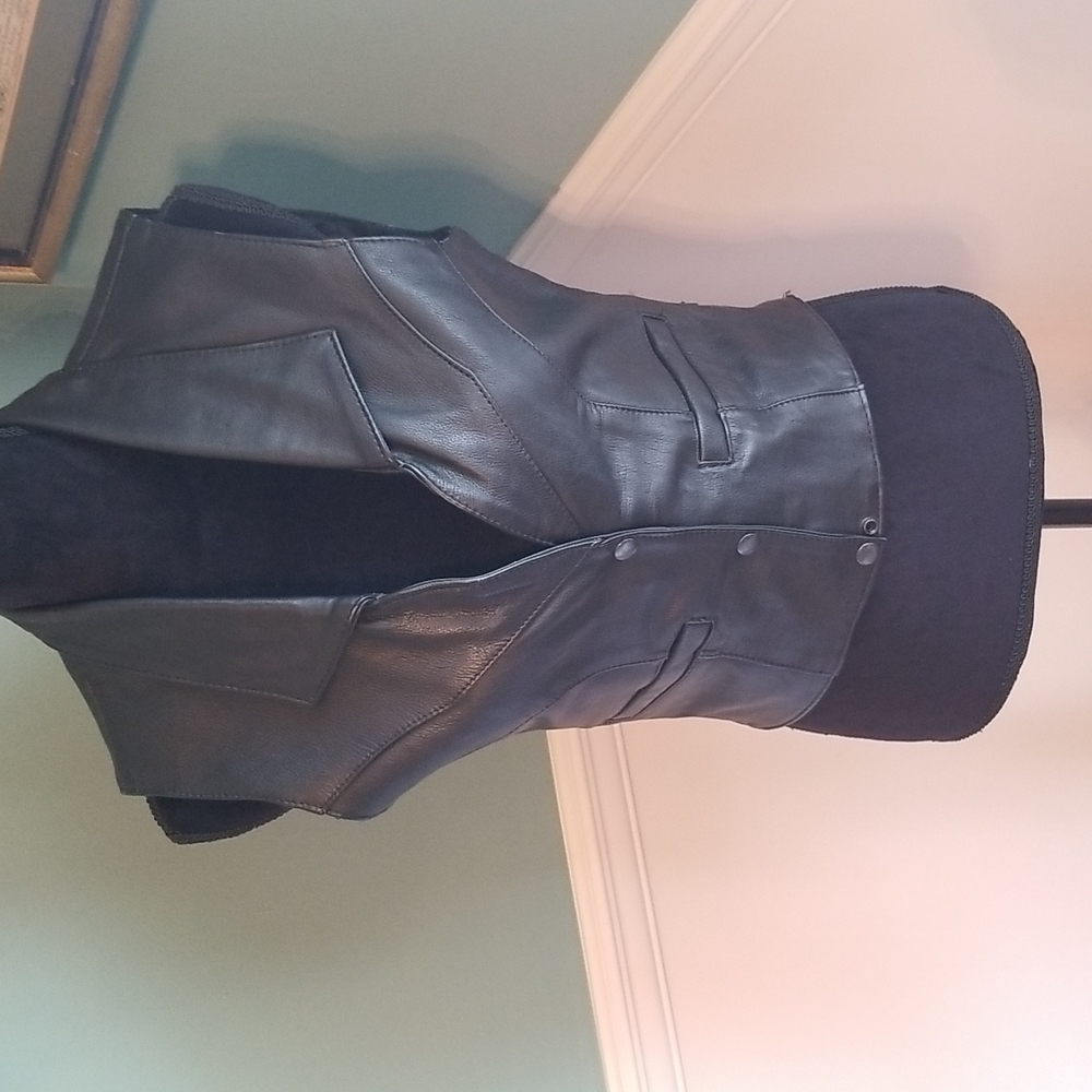 UNIK black leather vest size S Biker Chic